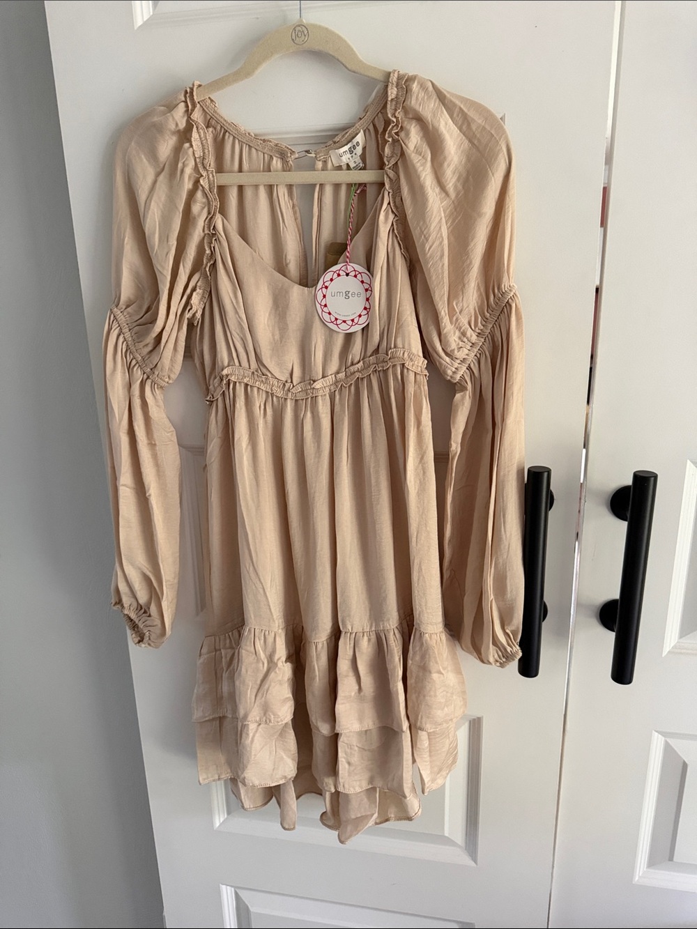 Umgee Girls' Beige Tiered Boho Ruffle Dress